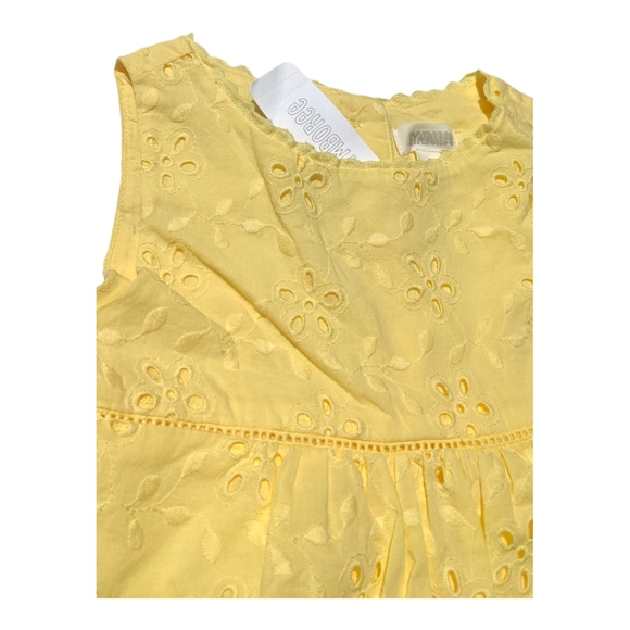 Gymboree Girls S 5-6 Yellow Broderie Anglaise Floral Button Back Blouse - Picture 2 of 6